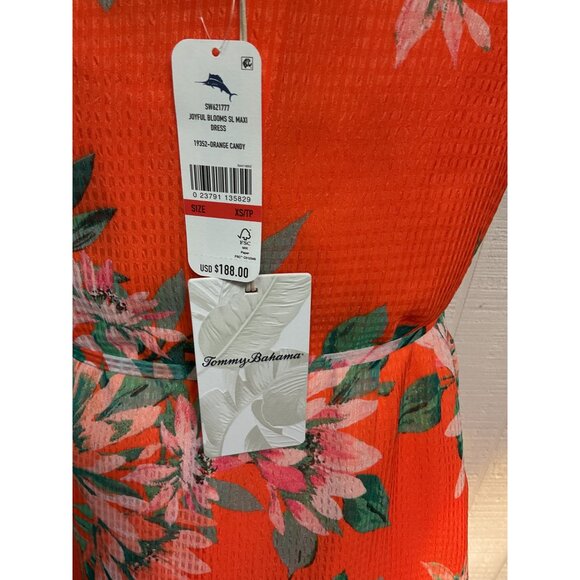 Tommy Bahama Joyful Blooms Orange Floral Sleeveless Maxi Dress XS - Picture 7 of 8